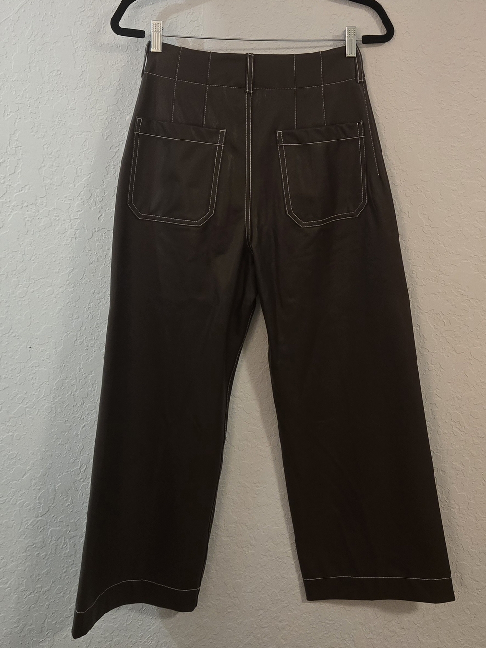 NWT Anthropology Meave Colette High-Rise Wide-Leg Faux Leather Pants - Brown - Picture 9 of 11
